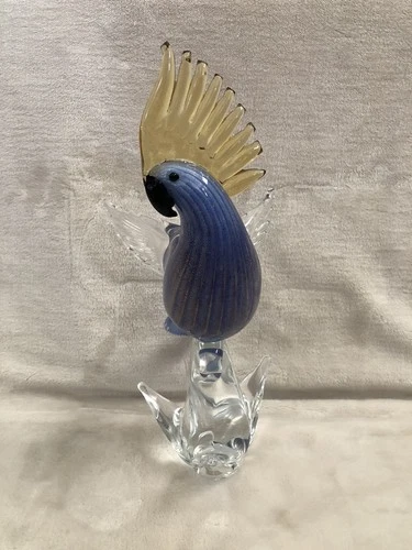 Vintage 13" Murano Art Glass Bird Cockatoo Statue