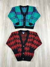 Vintage Lot Of 2 Edison  Reflex Kids Size Large 7 Cardigans Multi Color 90s