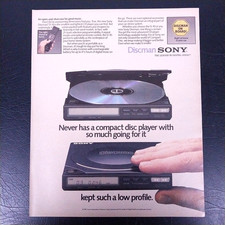 1987 Sony Discman D-10 Vintage Print Ad Original Magazine Full Page