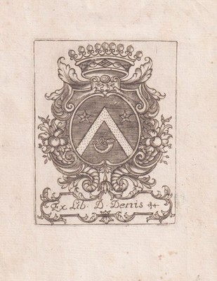 Exlibris D. Denis / Normandy Coat Of Arms Bookplate 18th Century