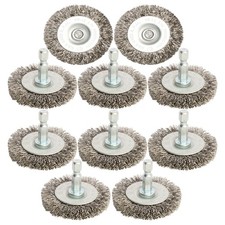10pcs 2" Stainless Steel Wire Wheel Brushes Kit for Drill with 1/4-Inch Hex S...