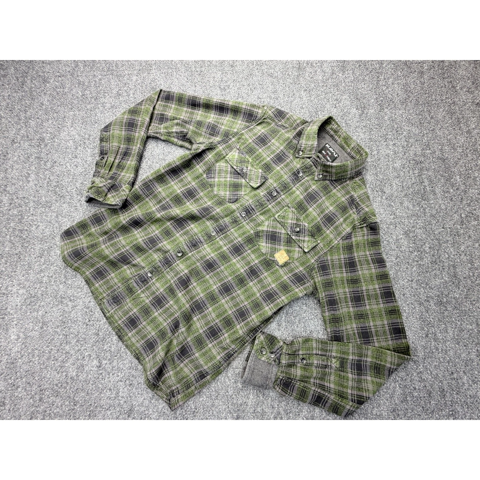 KAVU Klear Plaid Flannel Shirt Mens M Outdoor Grunge
