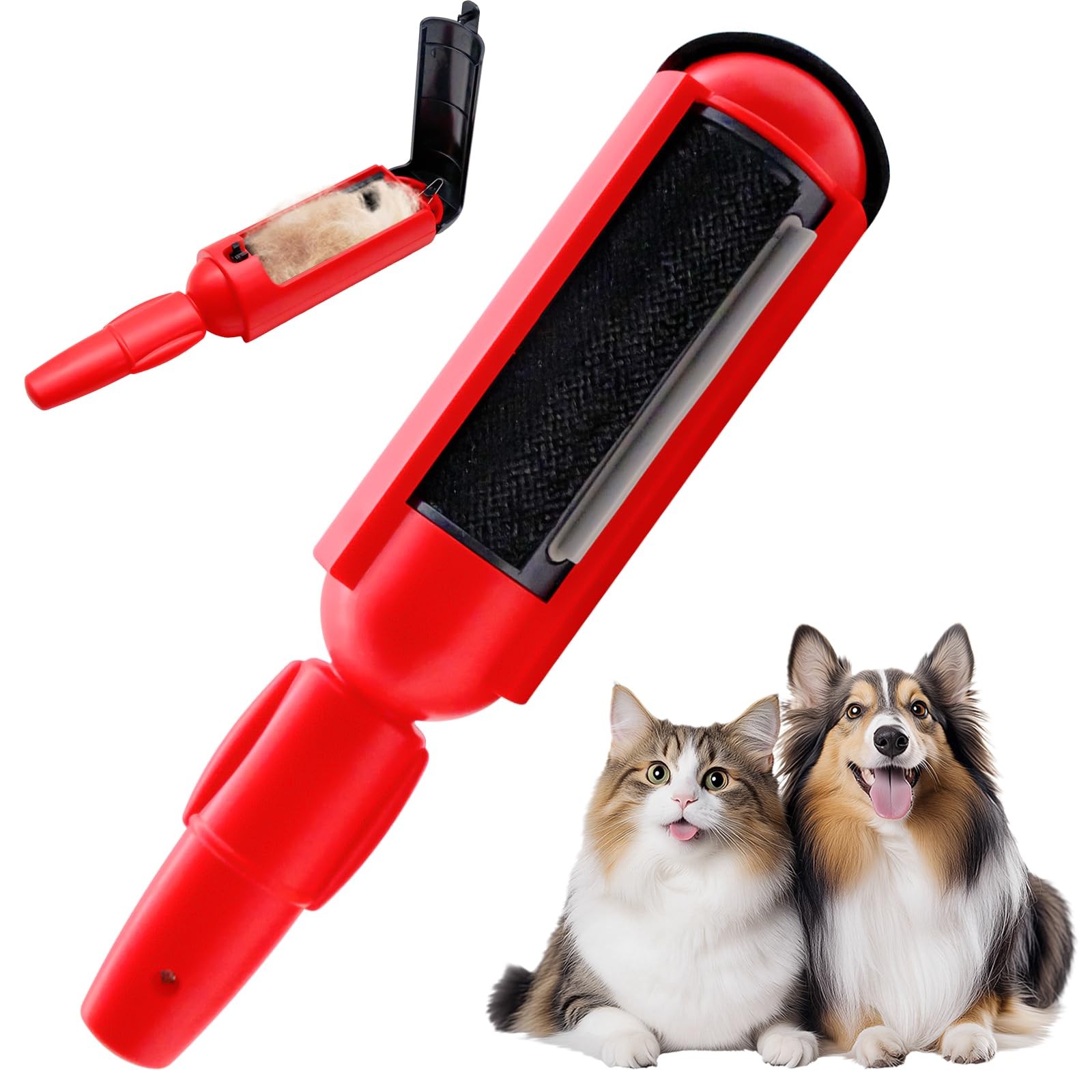 Reusable Pet Hair Remover Roller, Manual Lint Brush for Sofa Reddish Black