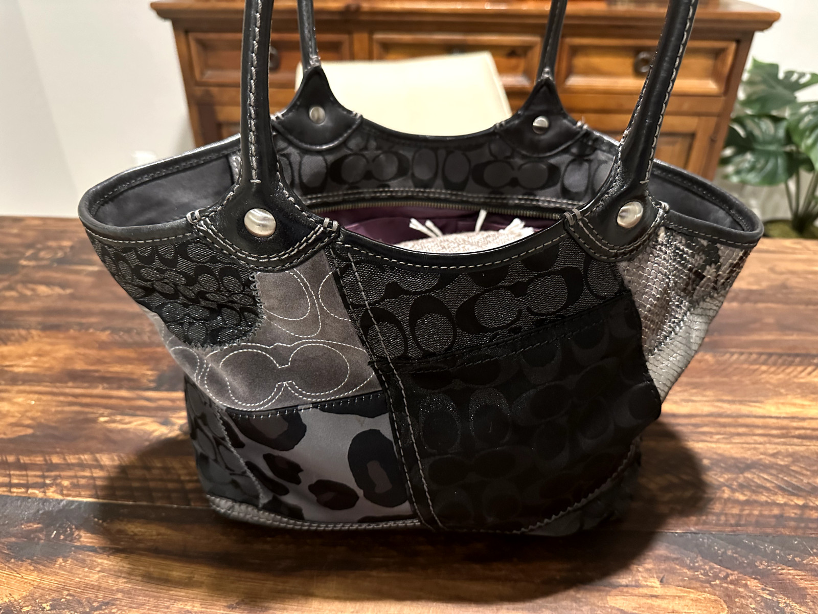 Coach Bleecker Black Patchwork Tote Good Conditio… - image 1