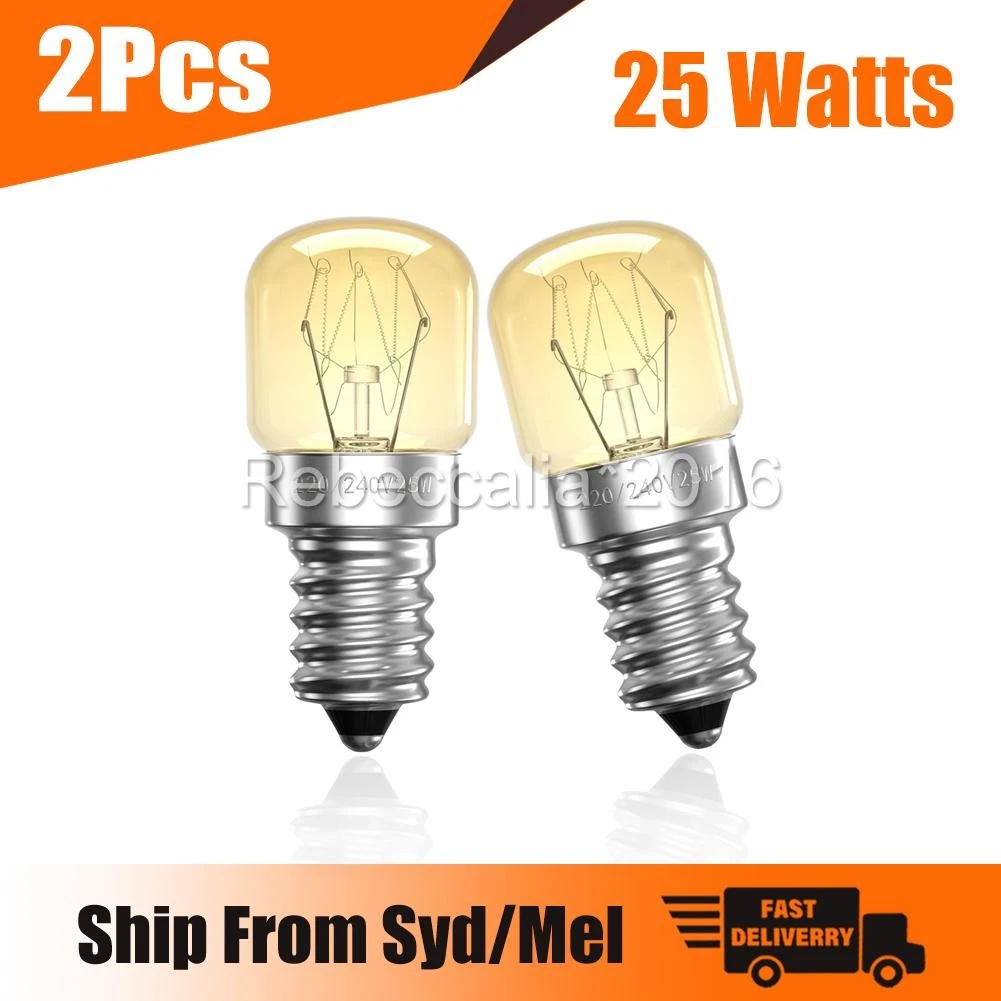 2 Pack SCREW Light Bulb 25W E14 CLEAR OVEN Fridge Microwave Bulbs