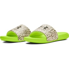 Under Armour 3024434 Men's UA Ansa Graphic Fix Slides, White/Lime Surge, Size 13