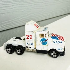 Vintage NASA Semi Truck Diecast Car #27 NA-03 Unbranded White Semi Front Space