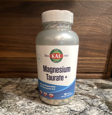 KAL Magnesium Taurate+ 400mg w/ Vitamin B-6 180 Tablets Vegan Non-GMO