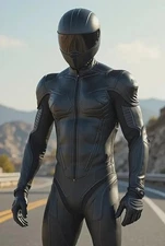 Men’s Black Leather Motorcycle Racing Suit | Biker Gear with Protective Armor