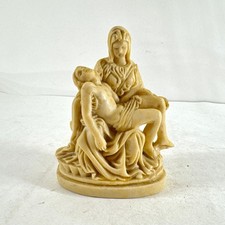 Pieta Statue Madonna and Child Religious Figurine 5.5in Beige Resin Detailed