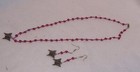 Butterfly Pendant & Pierced Earrings Red/Purple Beads, Silver Tone Butterfly 110 — photo 2