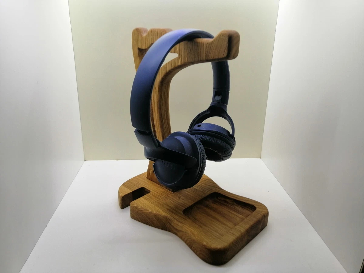 Wooden Headphone Stand, handmade, Headphone Holder, Desk Headphone Hanger