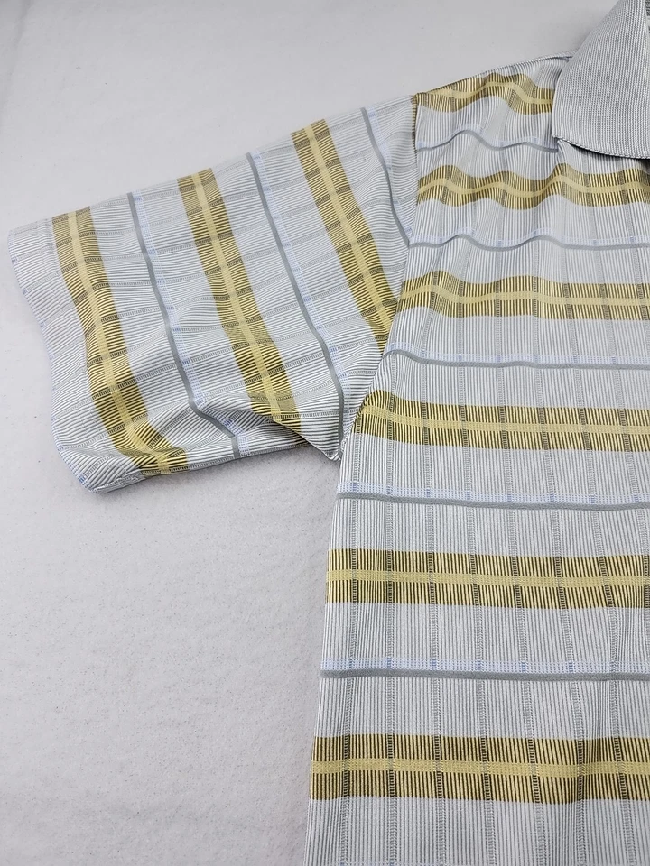 Camisa polo masculina xadrez grande poliéster leve logotipo Greg Norman Timarron - Imagem 3 de 4