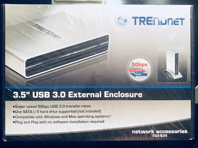 NEW TRENDNET EXTERNAL ENCLOSURE 3.5 USB 3.0 TU3-S35 PLUG & PLAY 5 GBPS TRANSFER