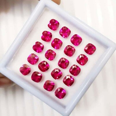 Certified 20 Pcs Natural Mozambique Pink Ruby Cushion Cut Loose Gemstone 100 Ct