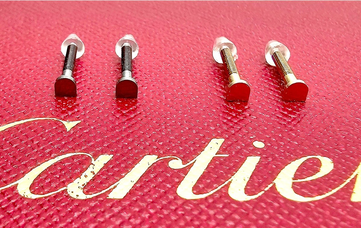 New Authentic Cartier Arch Shape Screw Gold Silver + Free Caps