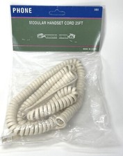 Vintage Modular Handset Telephone Coiled Cord Plug 25 Ft Ivory