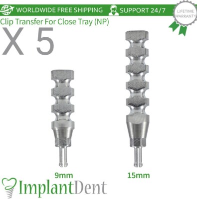5x Clip Transfer For Close Tray Impression Coping Fixture Conical Connection NP