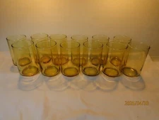 Set (12) Anchor Hocking Finlandia Amber Juice Glasses - 3 /4 Inches Tall