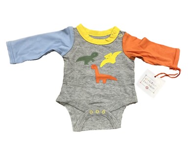 Christian Robinson Baby Dino Embroidered Long Sleeve Bodysuit Size 3-6M