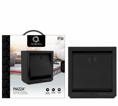 Quikcell Piazza schwarz Bluetooth tragbarer drahtloser Lautsprecher mit Neigung zum Aktivieren