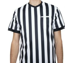 Mitre Adult EXTRA LARGE Soccer Referee Short Sleeve Jersey Shirt Black and White