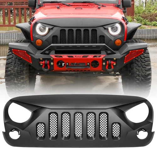 ABS Front Grill Bumper Hood Mesh Grille Grid For Jeep Wrangler JK JKU 2007-2018 - Photo 1/12