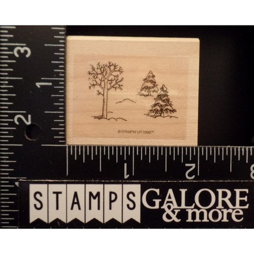 Stampin' Up! RUBBER STAMPS 1996 CHILL OF THE WINTER SCENERY SNOW TREES #03