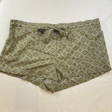 Sleep Shorts L Satin Feel Drawstring Boxer Green Medallion Print New York Co