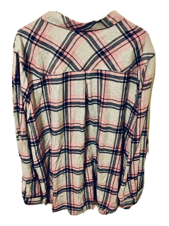 Camisa Catherines para mujer a cuadros con botones gris rosa negro plata talla 4X 30/32W Foto 2 de 4