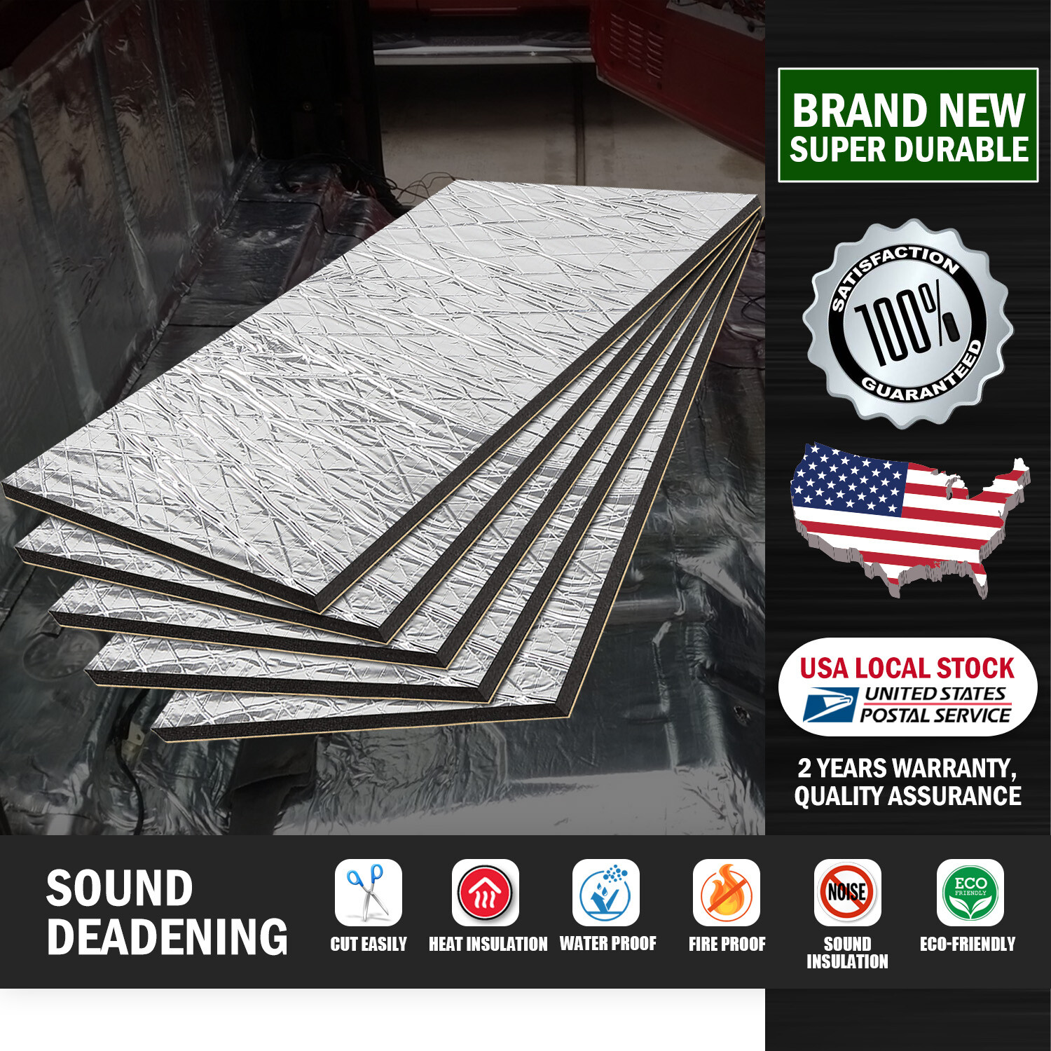Heat Shield Sound Deadener Car Insulation Thermal Firewall Noise Proofing Mat US