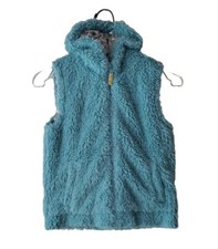 Mini Boden Sherpa Teddy Vest Hoodie Blue Girls Size 9-10Y