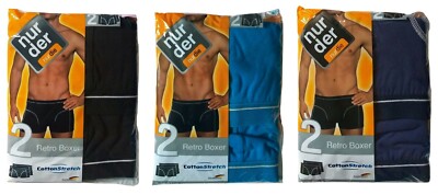 Nur Der Cotton Stretch Herren Retro Boxer/Boxershorts ohne Eingriff 2er Pack