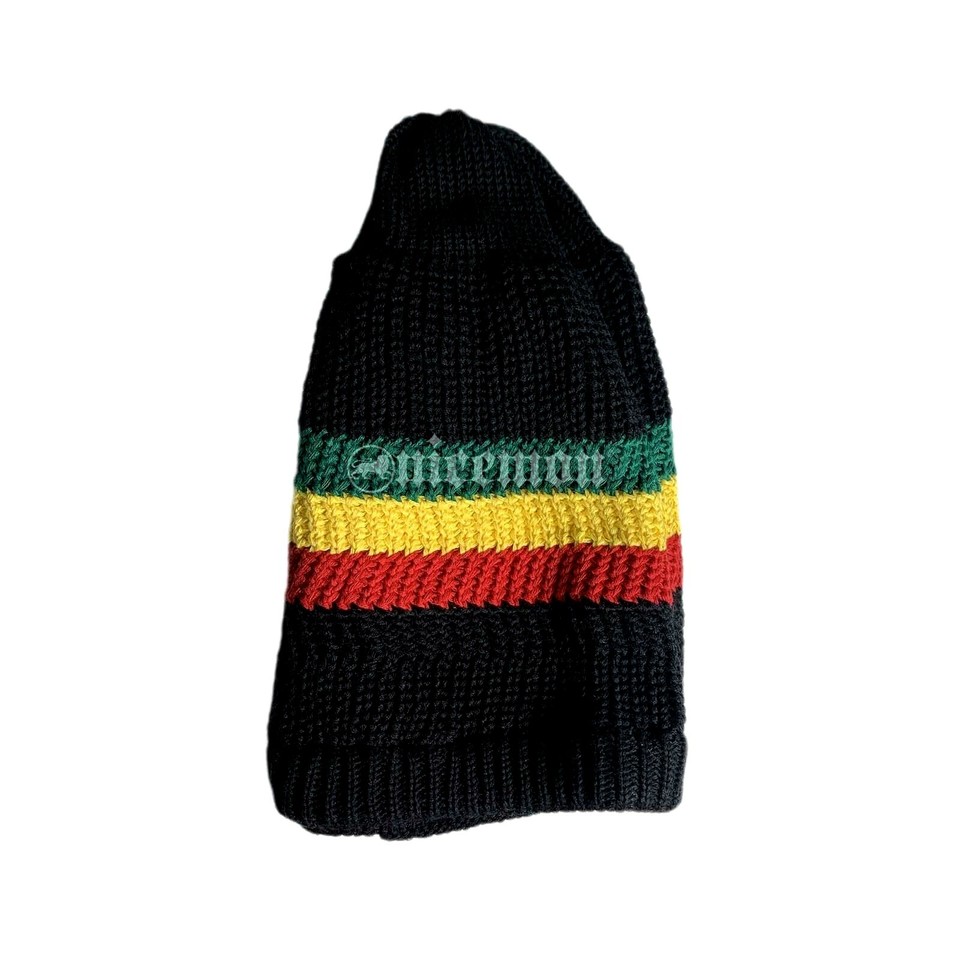 Rasta Dreadlock Tam Hat - Knit Beret Cap For M/L Size (58-60cm) - Reggae, Hippie Style, 100% Cotton