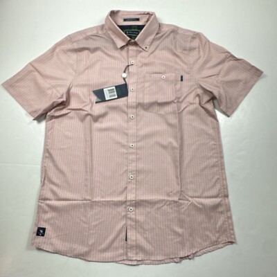 NWT William Murray Men's Medium M Beersucker Golf Shirt Button Down Pink Beer