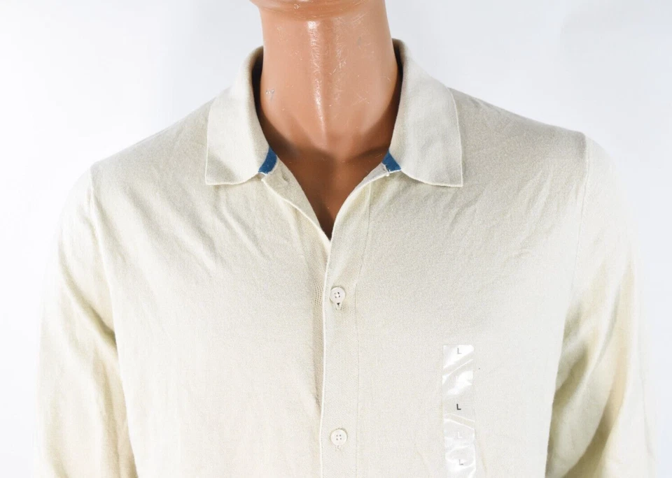 Cárdigan Suéter Alfani Para Hombres Nuevo S Marfil Crema Mangas Largas Cuello Foto 2 de 4