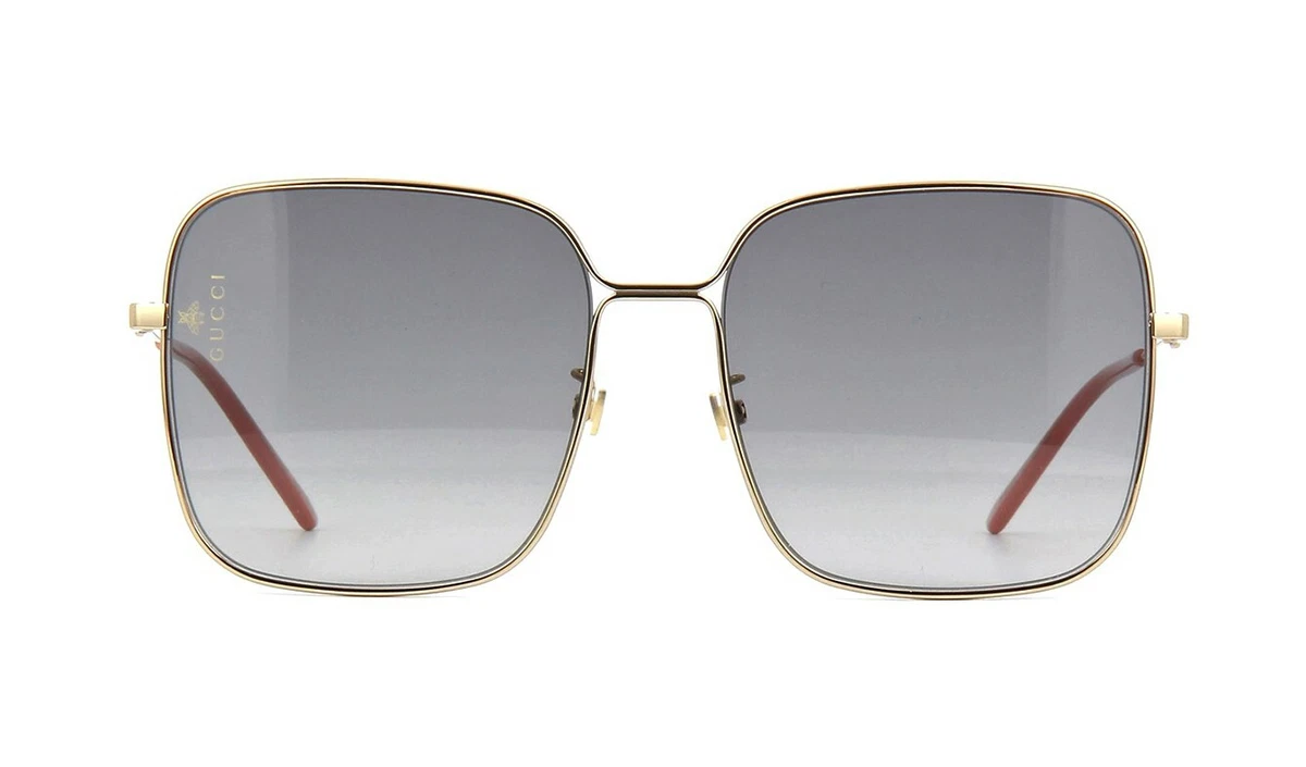 Gucci GG0443S Gold Grey Shaded 001 ZE Sunglasses