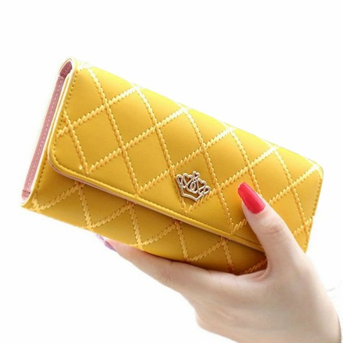 Lozenge Pattern Leather Woman Long Clutch Wallet Phone Coin Pocket Card Holder - Picture 23 of 23