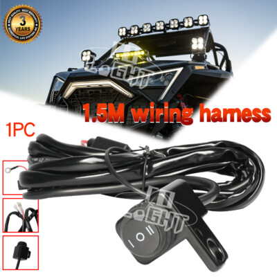 Dual ON-OFF Switch Relay Fuse 2-Lead Wiring Harness Kit LED Work Light Pods Bar