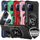 For T-Mobile REVVL 7 / 7 Pro Case Armor Ring Magnetic Stand Cover+Tempered Glass
