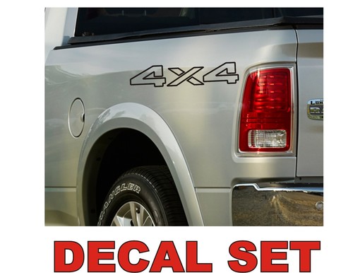 4x4 Truck Bed Decals For Dodge Ram Or Dakota - Black Vinyl Set (Left/Right/Upper Placement) 2 thumbnail image
