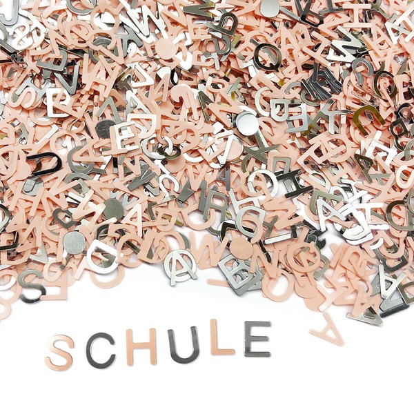 Abc Alphabet Buchstaben Konfetti Lachs Silber Tisch Deko Streudeko Streuteile-image