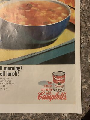 1967 Campbells Vegetable Soup PRINT AD Time For A Campbells Lunch