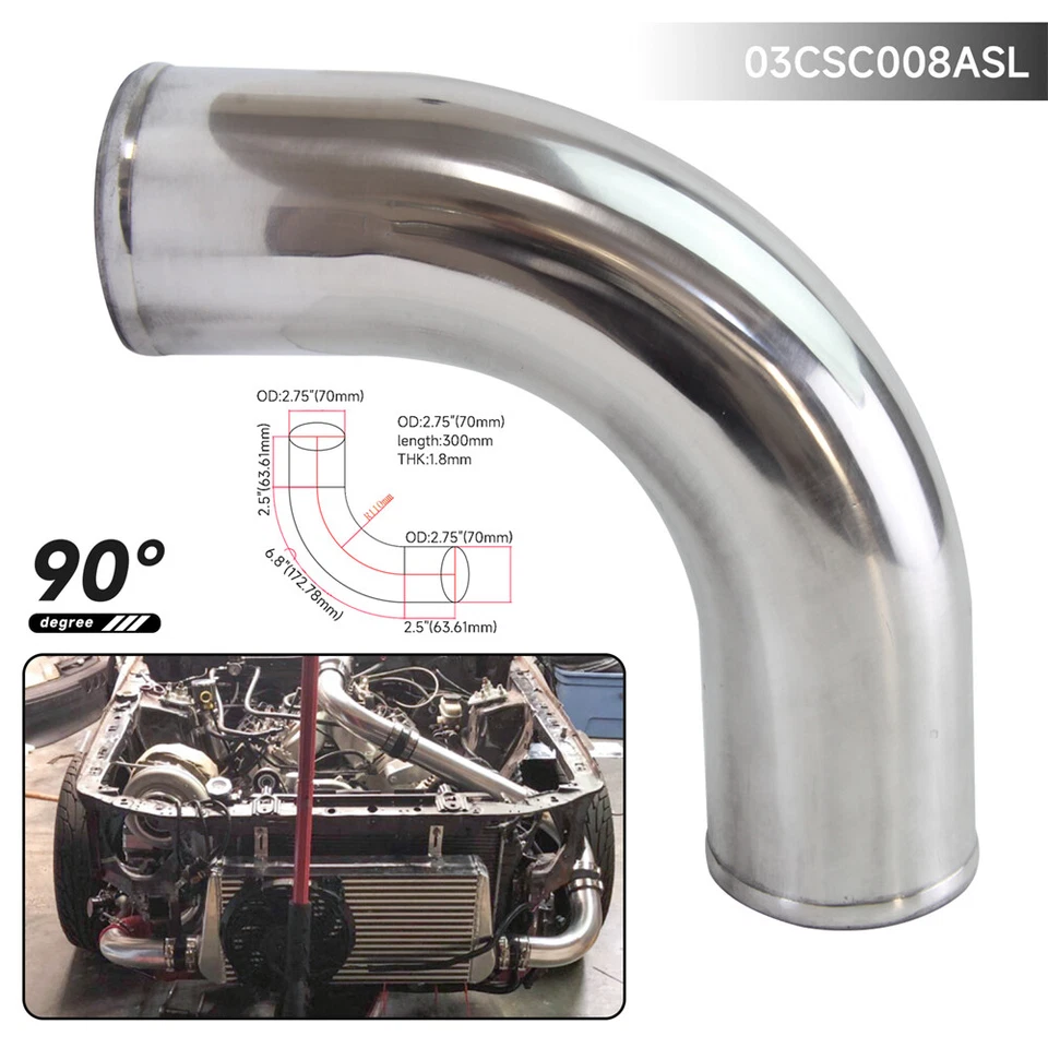 70mm 2.75" inch 90 Degree Elbow Aluminum Turbo Intercooler Pipe Piping Tubing SL - Image 3 of 4
