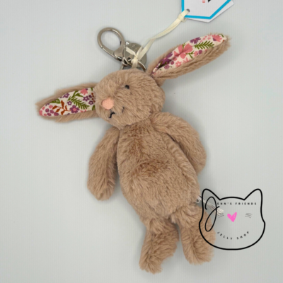Jellycat BLOSSOM BEIGE BUNNY 'PETAL' BAG CHARM New NWT 2025 Key