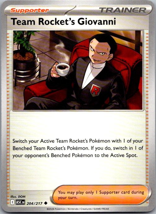 Team Rocket's Giovanni 204/217 Uncommon Ascended Heroes Pokemon Near Mint