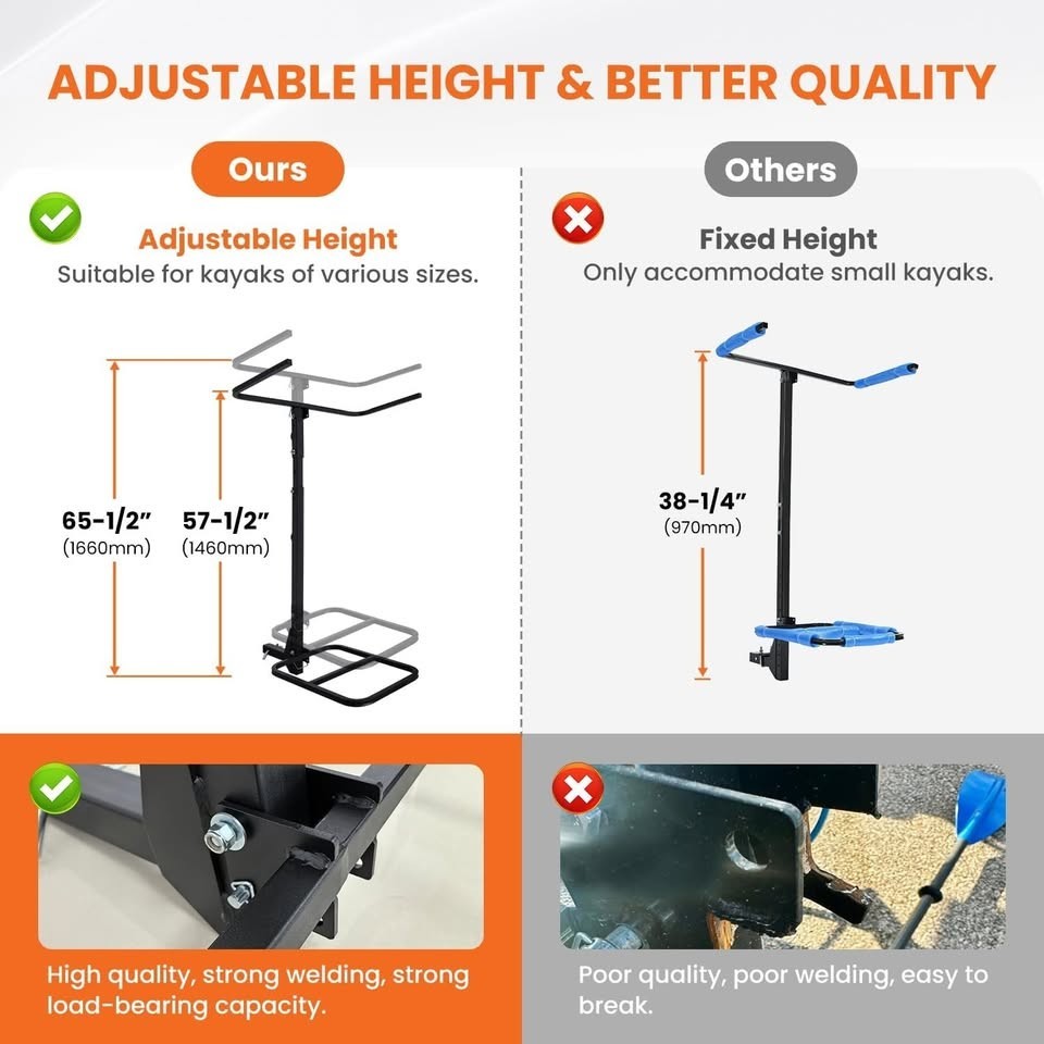 Rack Fits Up To 12' Kayaks Height Adjustable Vertical St...