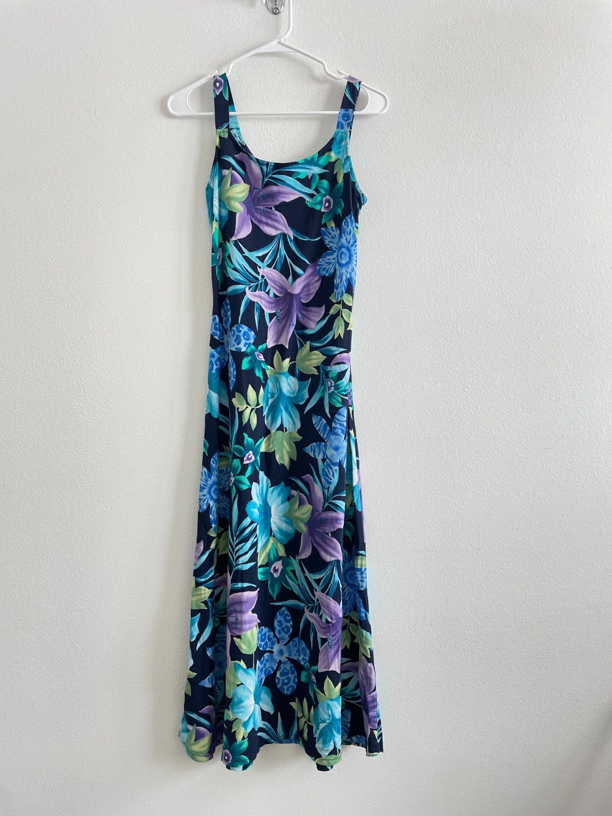 Hilo Hattie Hawaiian Dress Women S Purple Blue Floral Maxi Sundress A Line