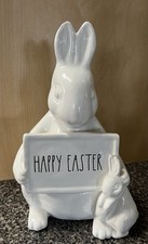 Rae Dunn “Happy Easter” Momma Bunny & Baby Holding Sign