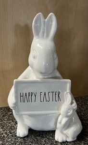 Rae Dunn “Happy Easter” Momma Bunny & Baby Holding Sign